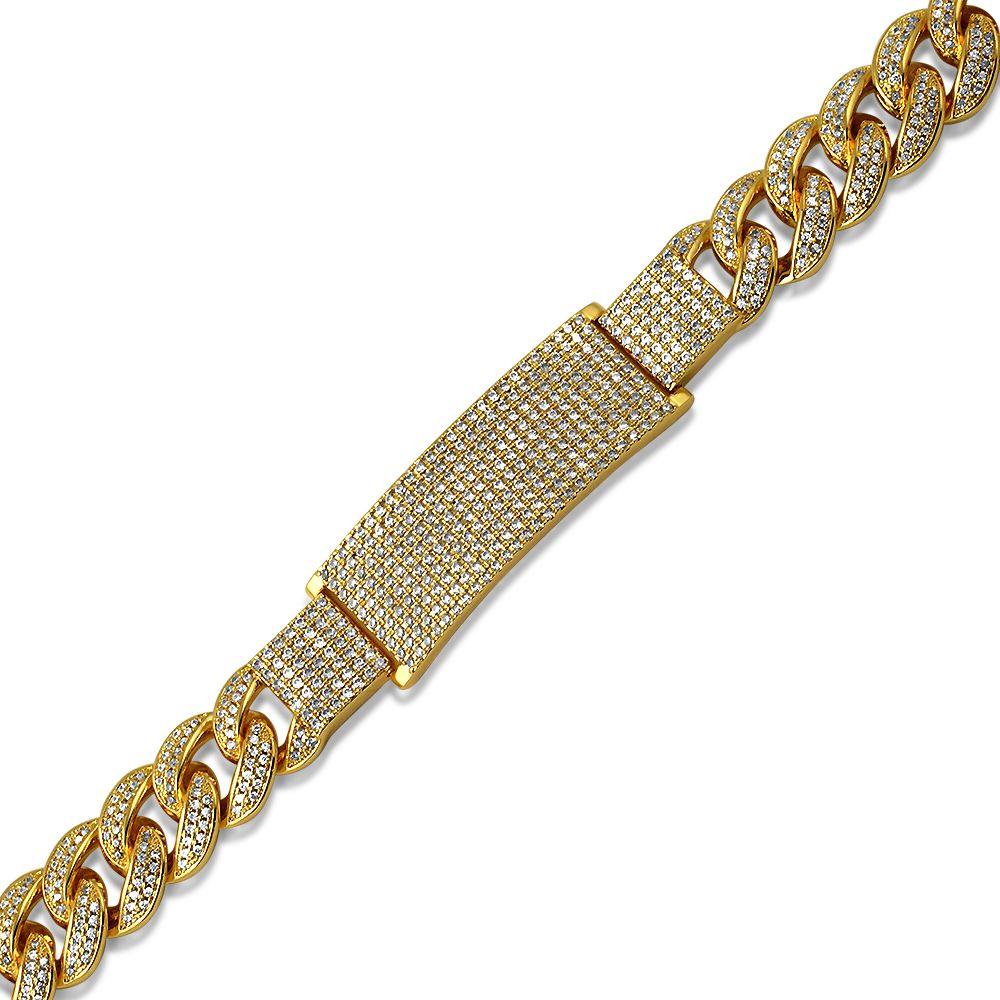 ID Cuban Bracelet Micro Pave Bling Gold Bracelet