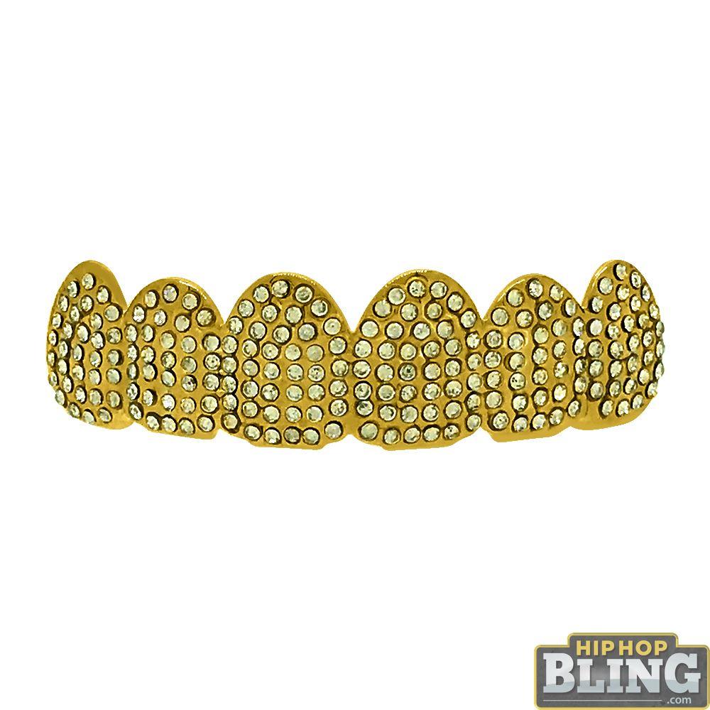 Mega Bling Bling Gold Grillz Top Teeth