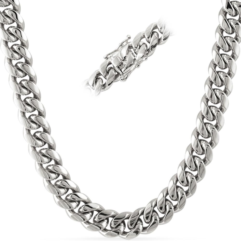 Miami Cuban Chain White Gold