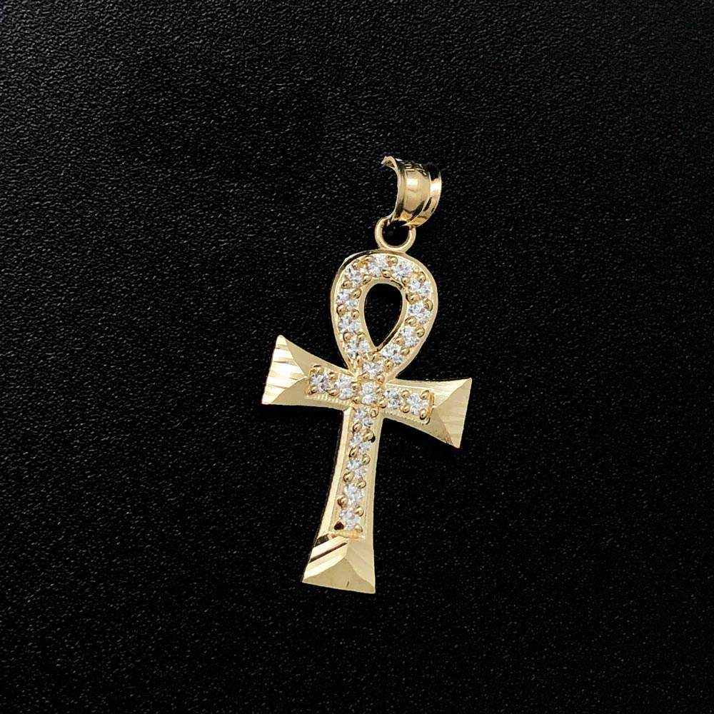 Mini Ankh DC CZ 10K Yellow Gold Pendant