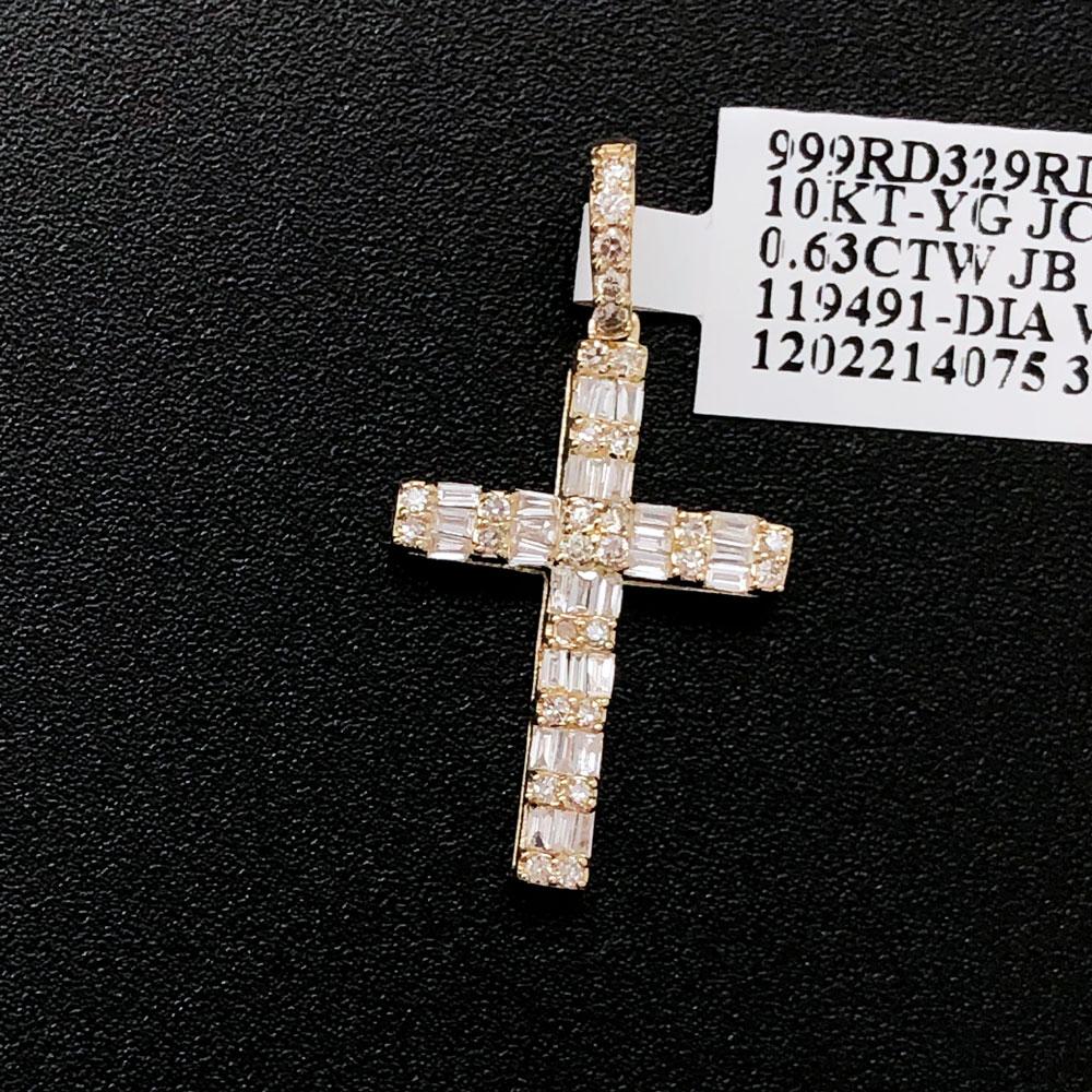Mini Baguette Diamond Pendant .63cttw 10K Yellow Gold