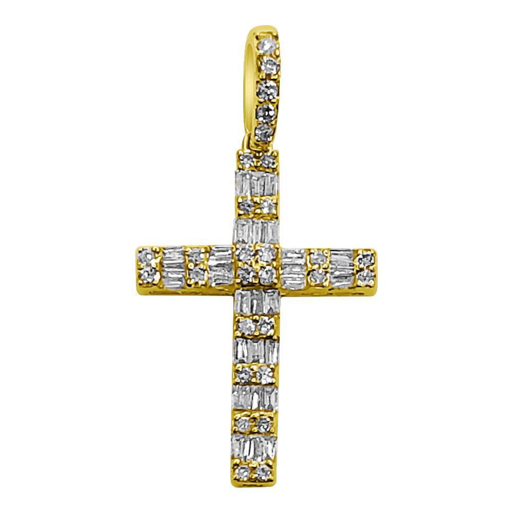 Mini Baguette Diamond Pendant .63cttw 10K Yellow Gold