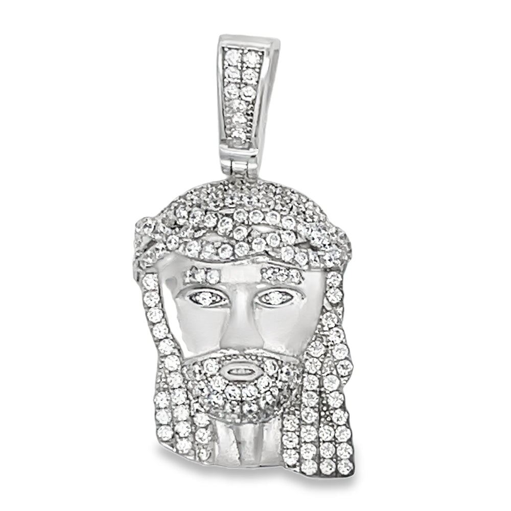 Mini Jesus CZ Pendant .925 Sterling Silver