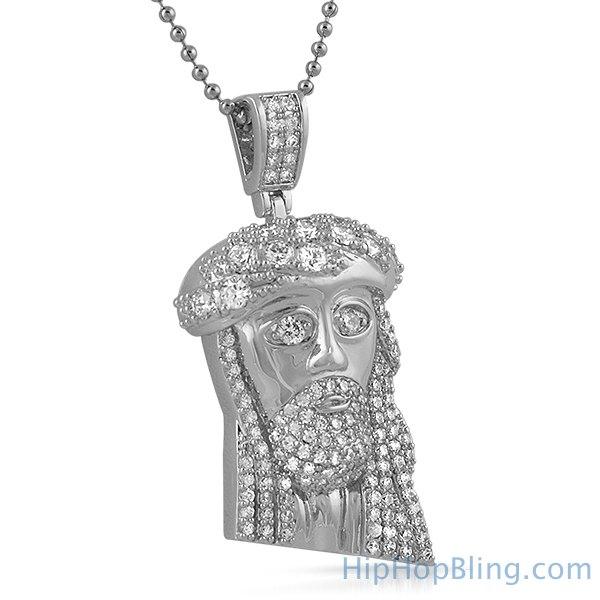Mini Jesus Pendant with Big Stone Crown