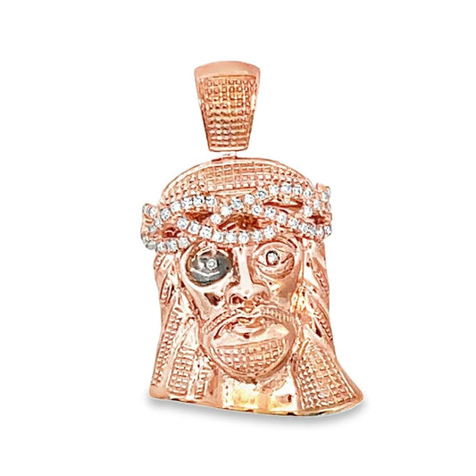Mini Jesus Piece .24cttw Diamond Pendant 10K Rose Gold