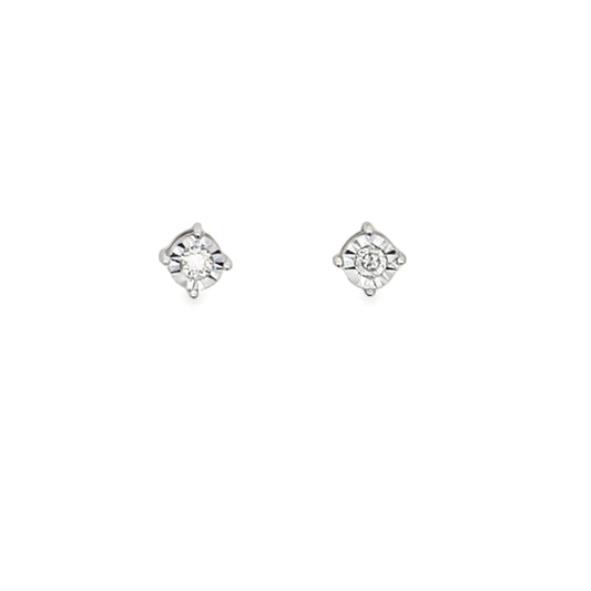 Miracle Setting Stud Diamond Earrings .57cttw 10K Yellow Gold