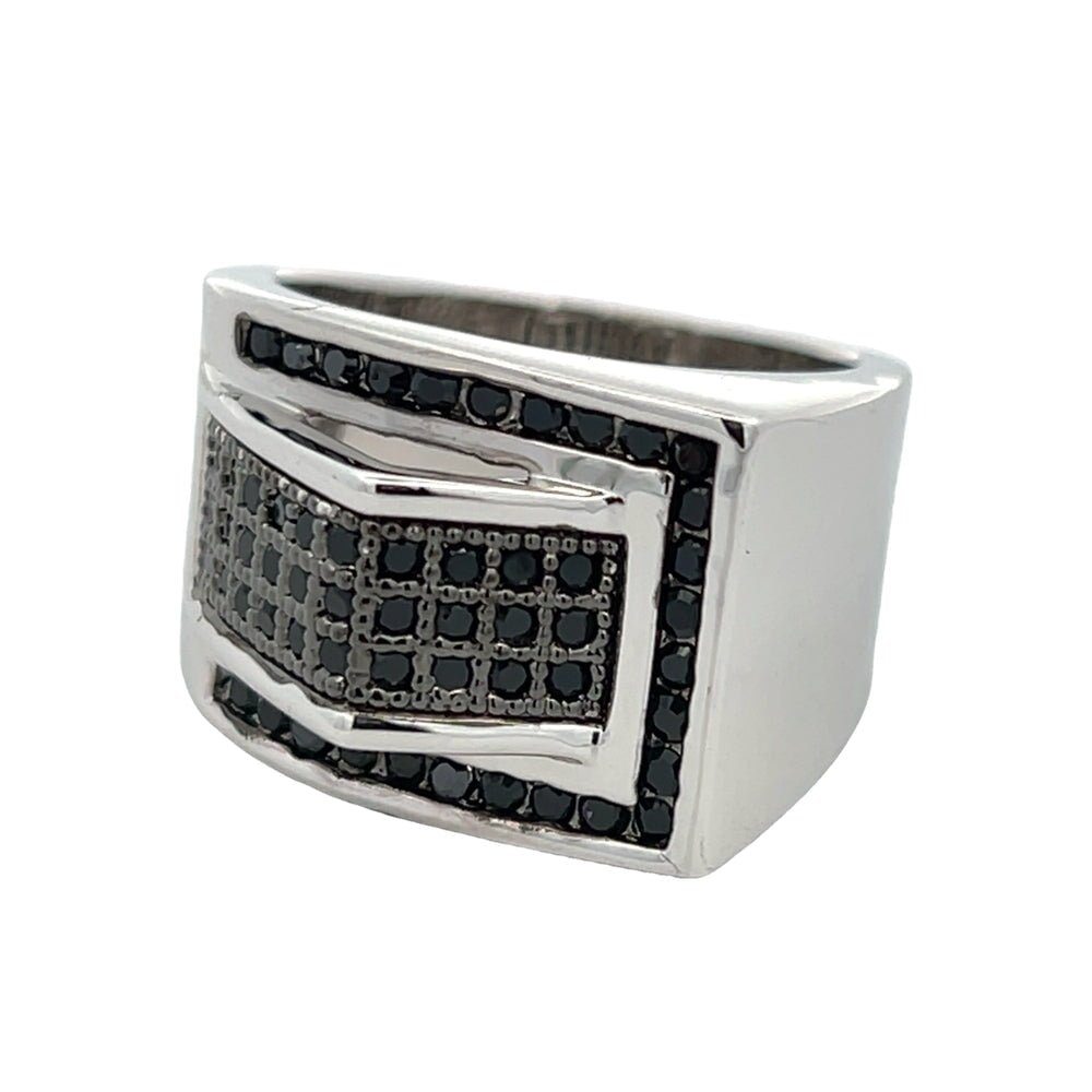 Modern Black CZ Ring .925 Sterling Silver