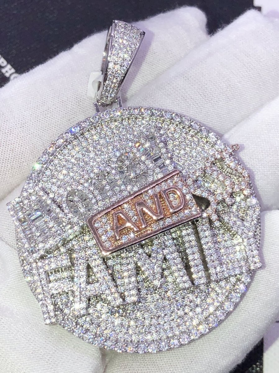 Money and Family $$$ VVS CZ Hip Hop Iced Out Pendant