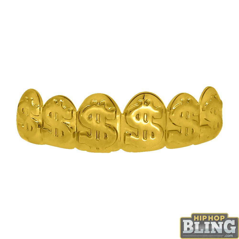 Money Gold Grillz Dollar Sign Top Teeth