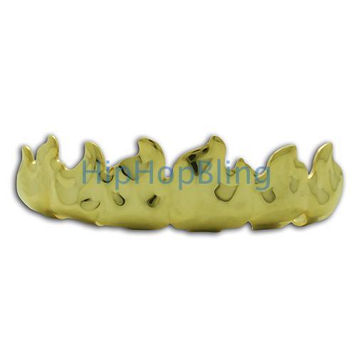 On Fire Custom Gold Teeth Hip Hop Grillz