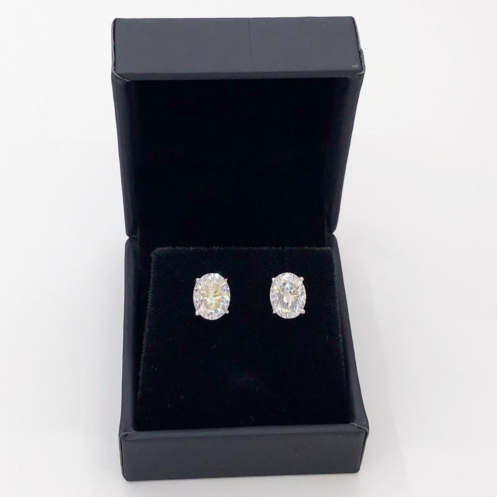 Oval Cut Moissanite VVS D Stud Earrings .925 Sterling Silver