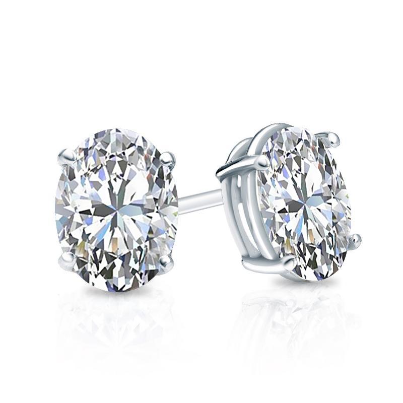 Oval Cut Moissanite VVS D Stud Earrings .925 Sterling Silver