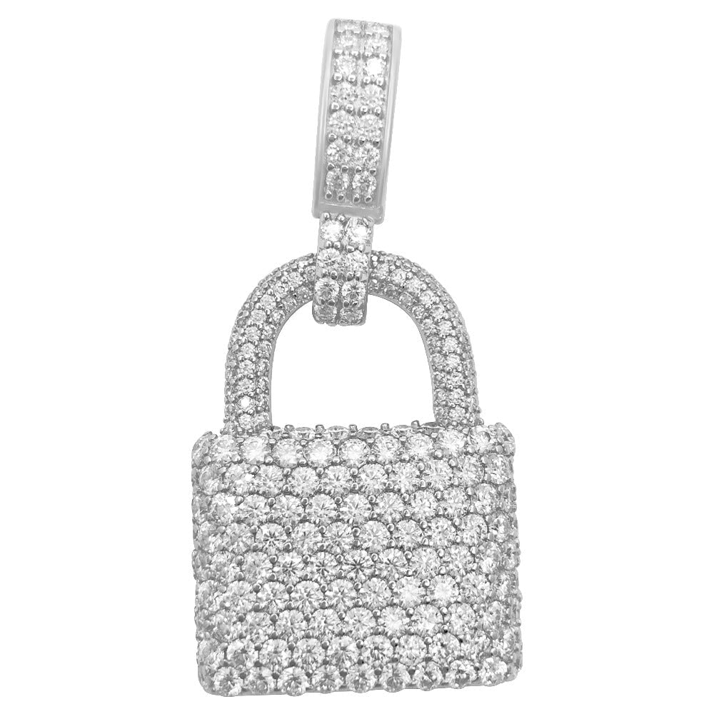 Padlock 4.00 Carat VVS Moissanite Pendant .925 Sterling Silver