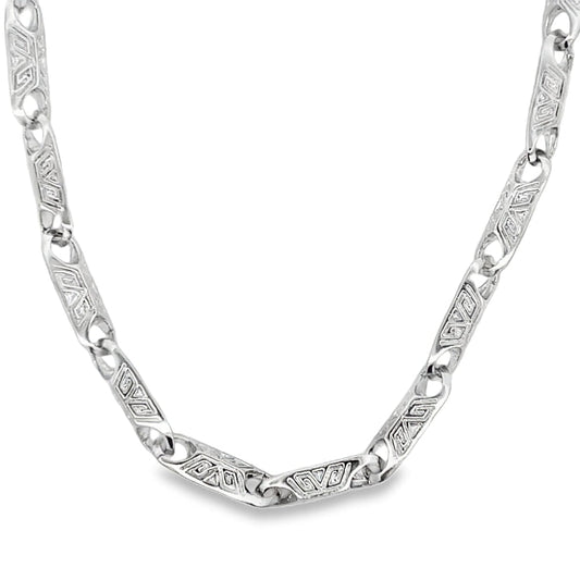 Pattern Bar Link Chain .925 Sterling Silver