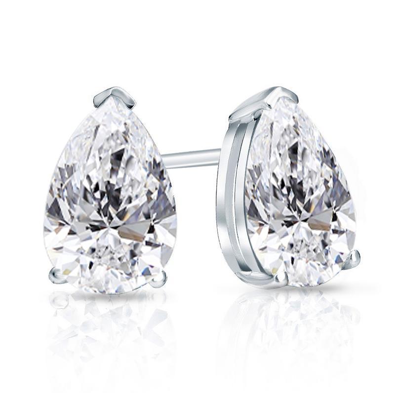 Pear Cut Moissanite VVS D Stud Earrings .925 Sterling Silver