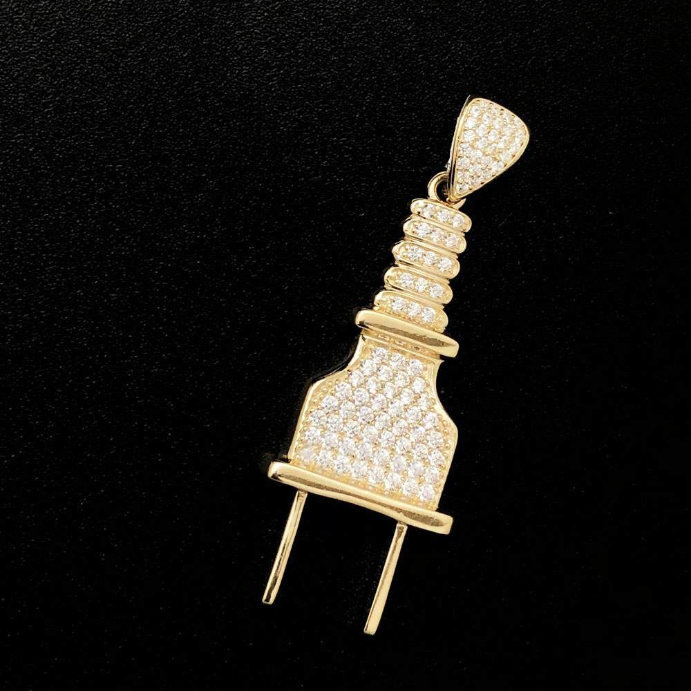 Plug CZ 10K Yellow Gold Pendant