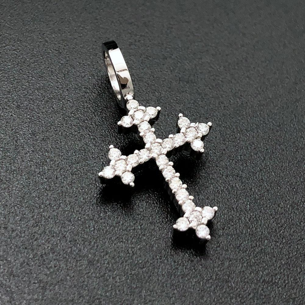 Pointed Mini Cross VVS Moissanite Pendant .925 Sterling Silver