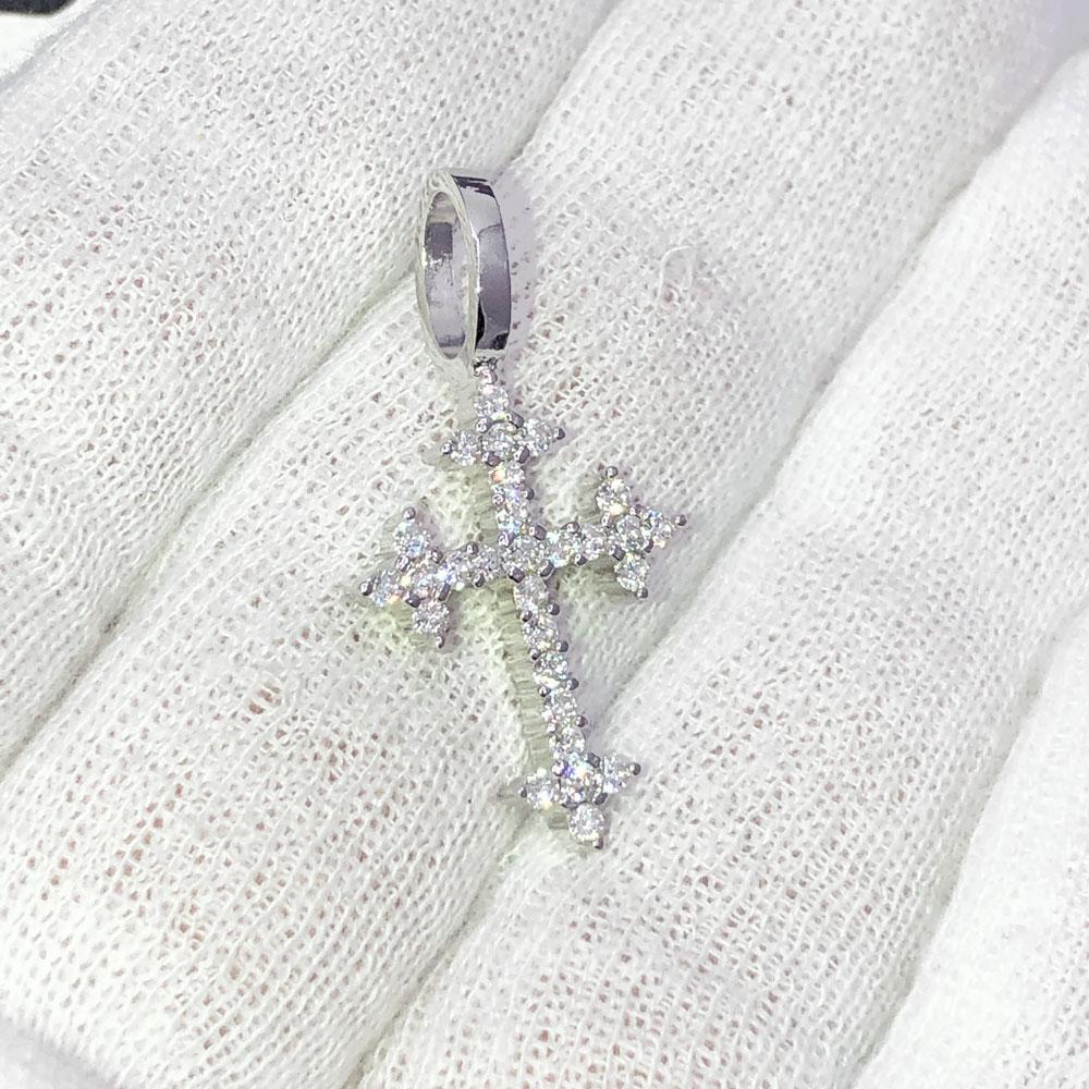 Pointed Mini Cross VVS Moissanite Pendant .925 Sterling Silver