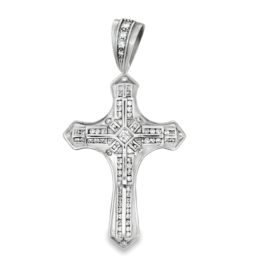 Pointed X Cross CZ Pendant .925 Sterling Silver