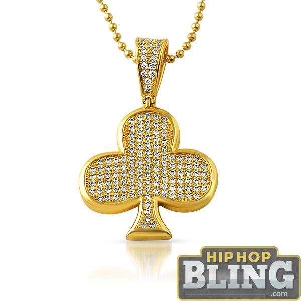 Poker Club CZ Gold Bling Bling Pendant