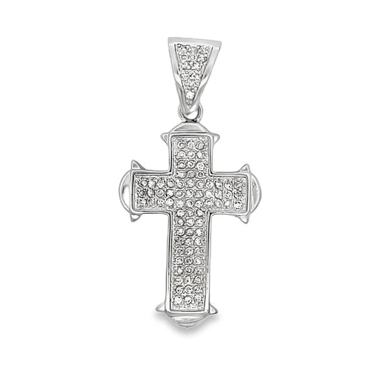 Polished Edge Cross CZ Pendant .925 Sterling Silver