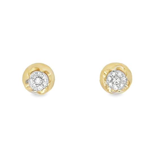 Polished Stud Diamond Earrings .24cttw 14K Yellow Gold