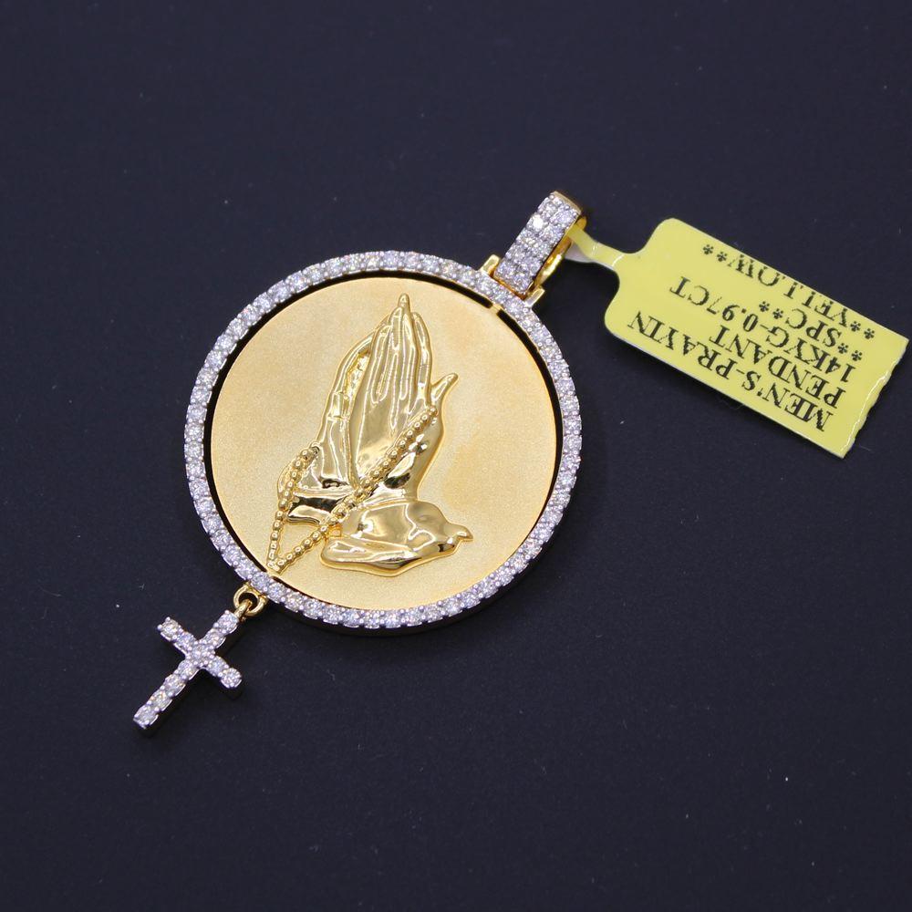 Prayer Hands Rotating Pendant 0.97cttw Diamond  Pendant 14K Gold
