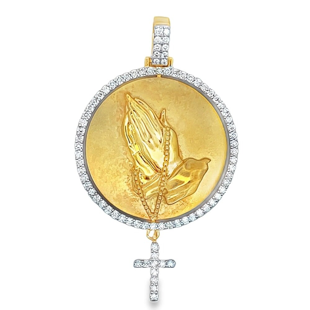 Prayer Hands Rotating Pendant 0.97cttw Diamond  Pendant 14K Gold