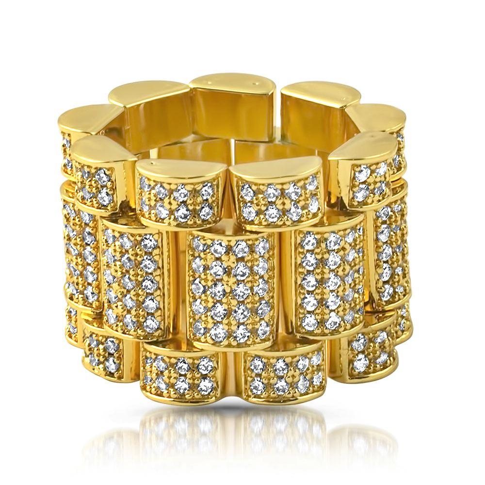 Presidential Link Gold CZ Bling Bling Ring
