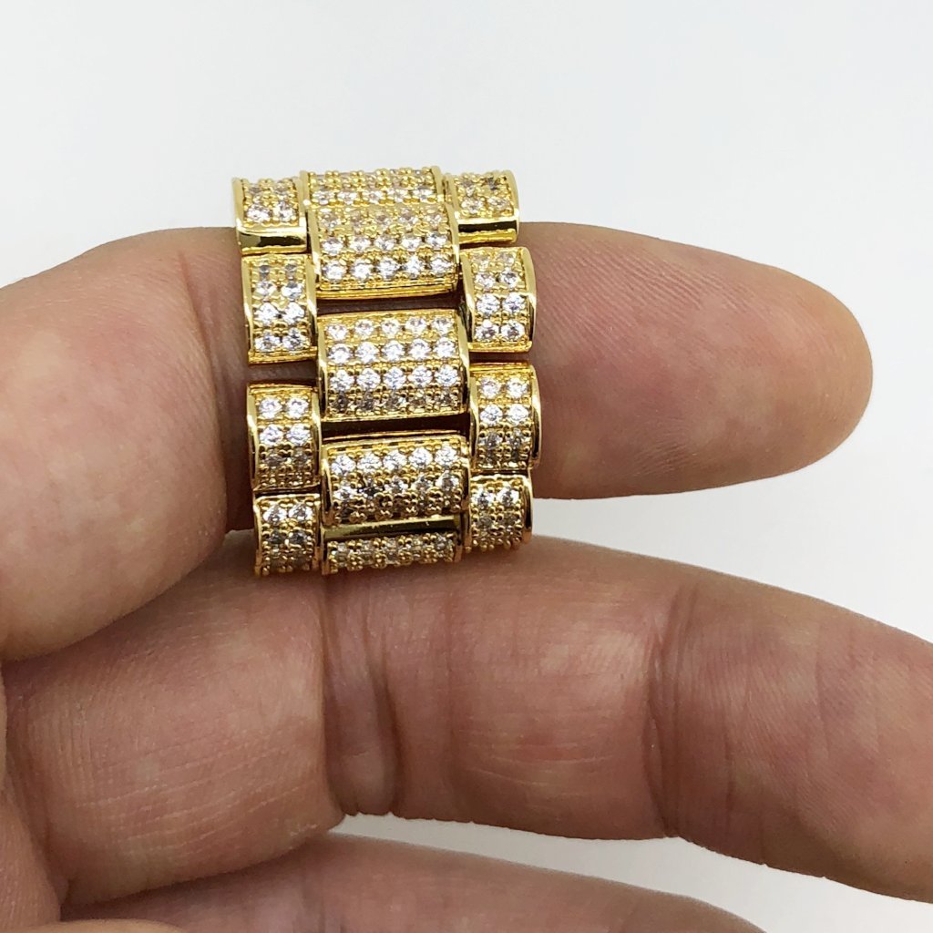 Presidential Link Gold CZ Bling Bling Ring