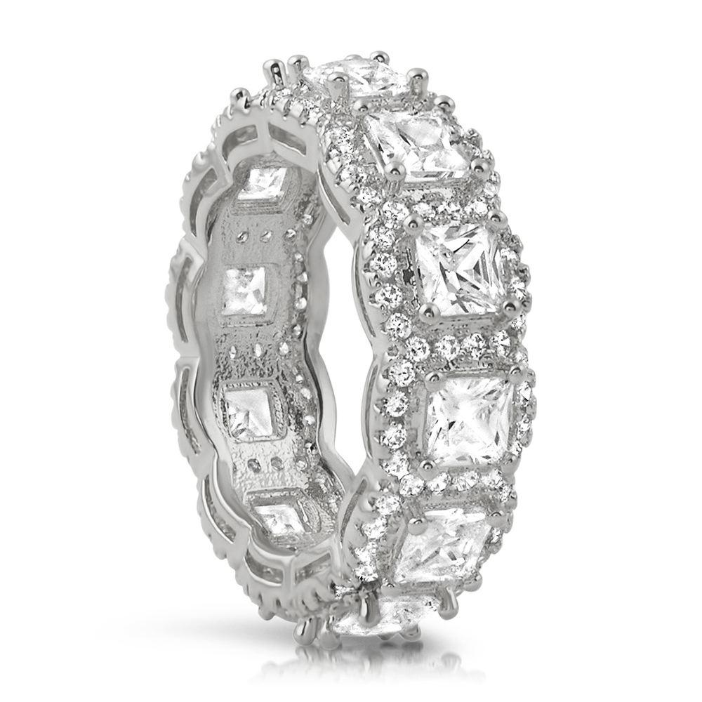 Princess Cluster CZ Eternity Band Hip Hop Ring