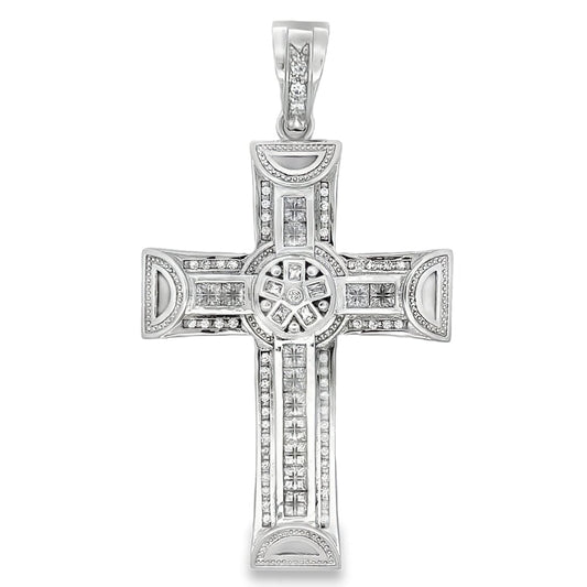 Princess Custom Cross CZ Pendant .925 Sterling Silver