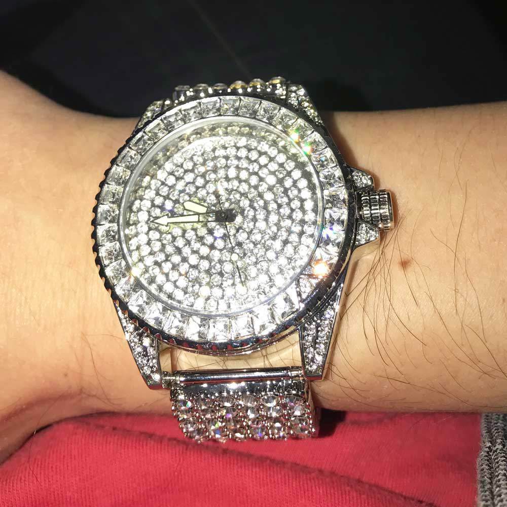 Princess Cut 6 Row Bling Bling Watch