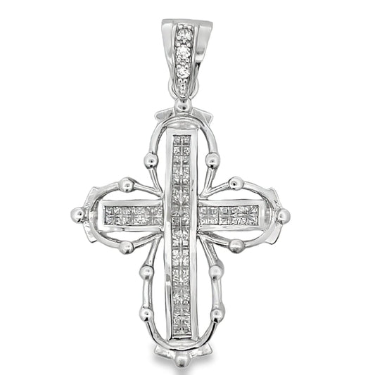 Princess Cut Halo CZ Pendant .925 Sterling Silver
