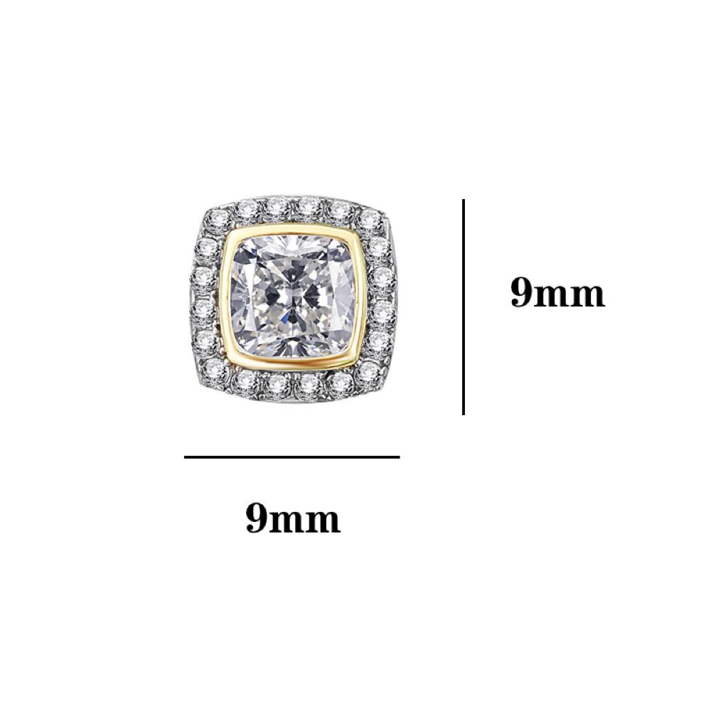 Princess Pave Border CZ Iced Out Earrings .925 Silver