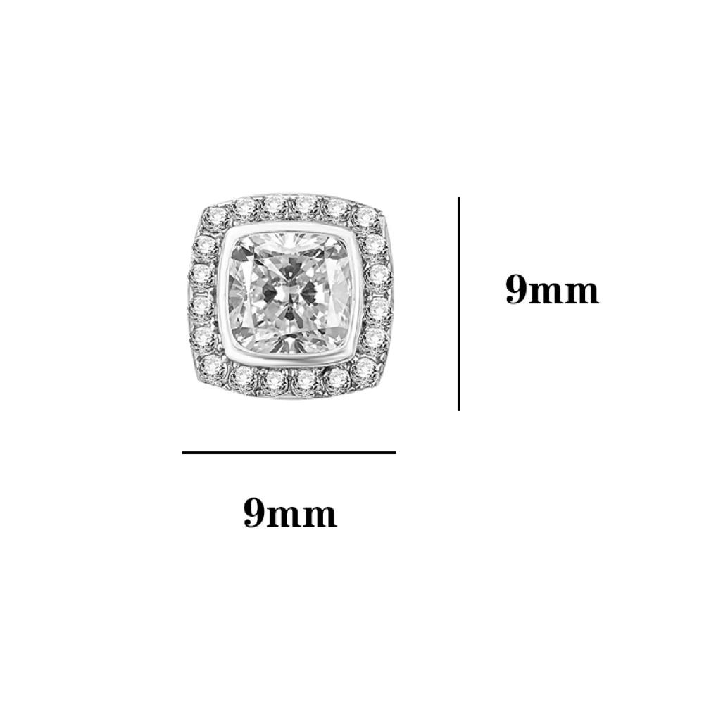 Princess Pave Border CZ Iced Out Earrings .925 Silver