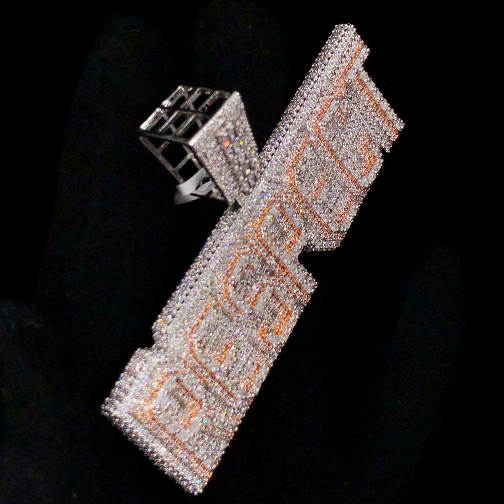 RESPECT Baguette Plaque VVS CZ Hip Hop Iced Out Pendant