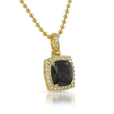 .925 Sterling Silver Silver Black Gem CZ Pendant