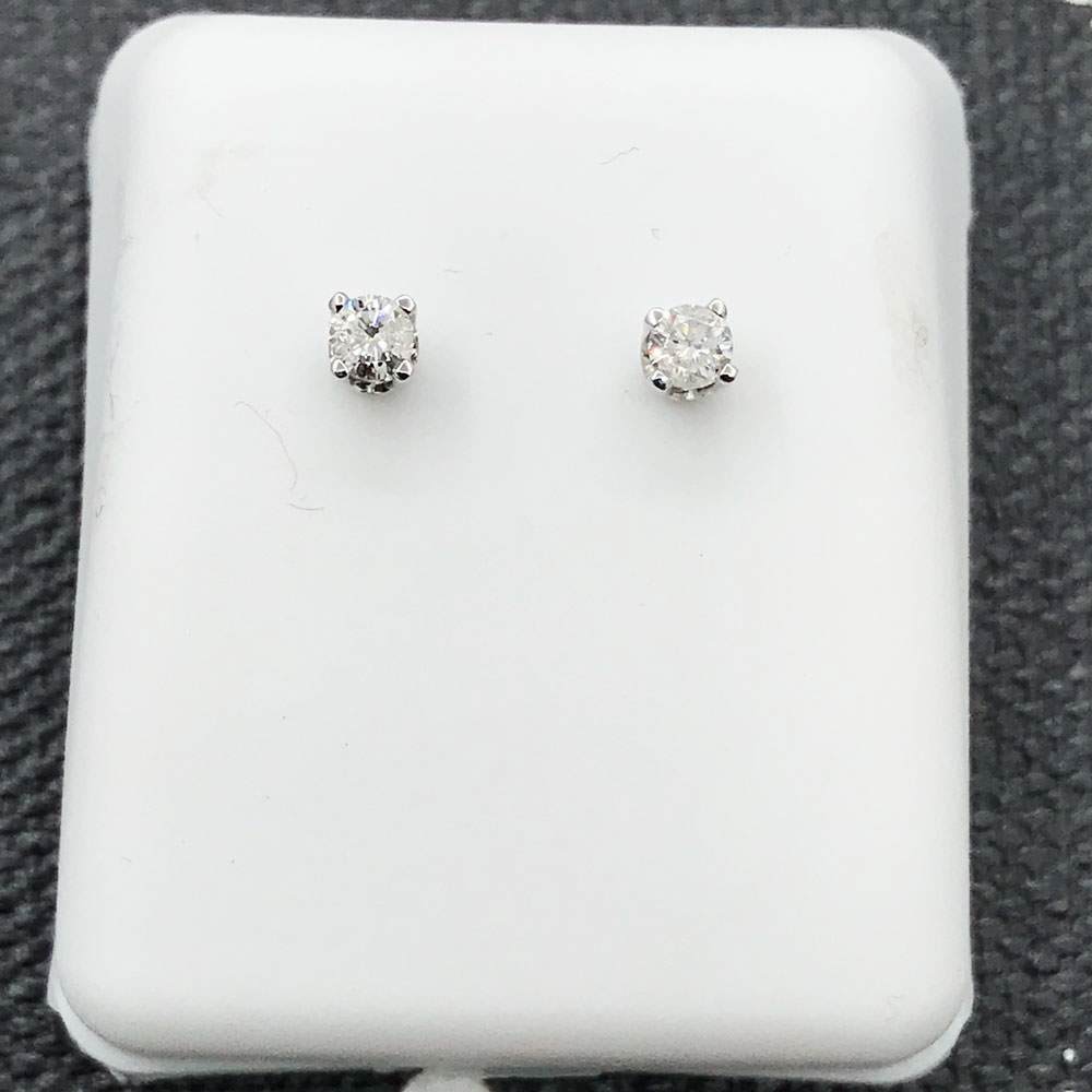 Round Cut Stud Diamond Earrings .15cttw 14K White Gold