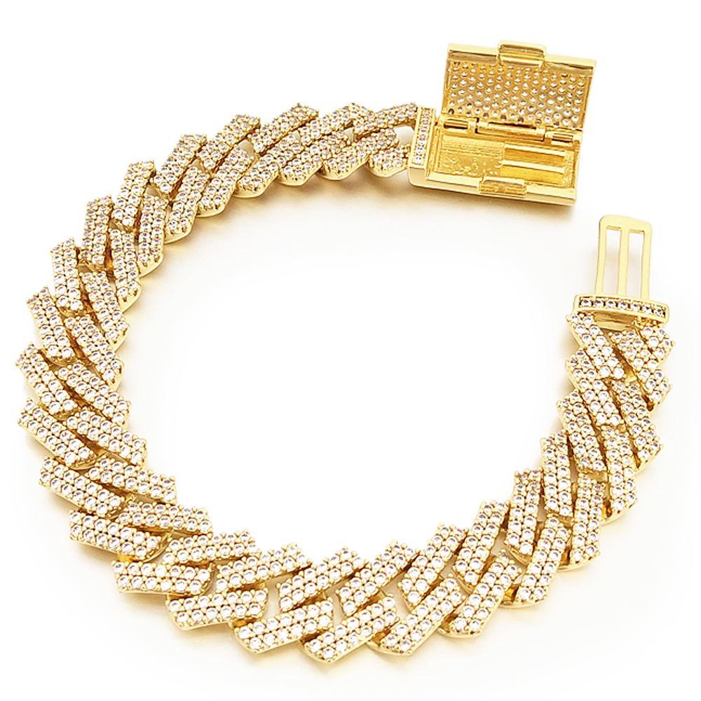 Sharp Cuban 14MM Bling Bling Bracelet