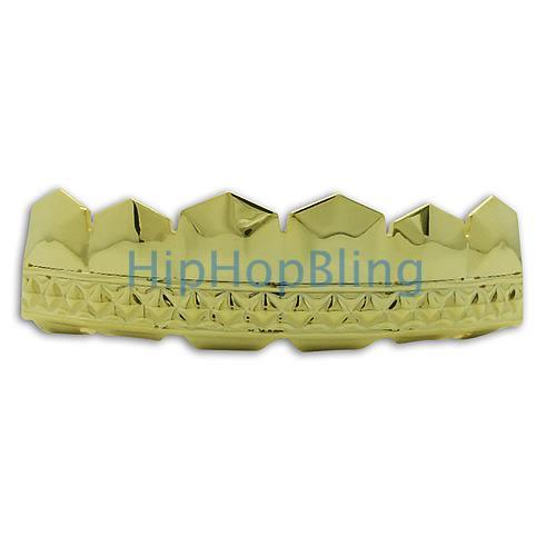 Sharp Diamond Cut Gold Teeth Hip Hop Grillz