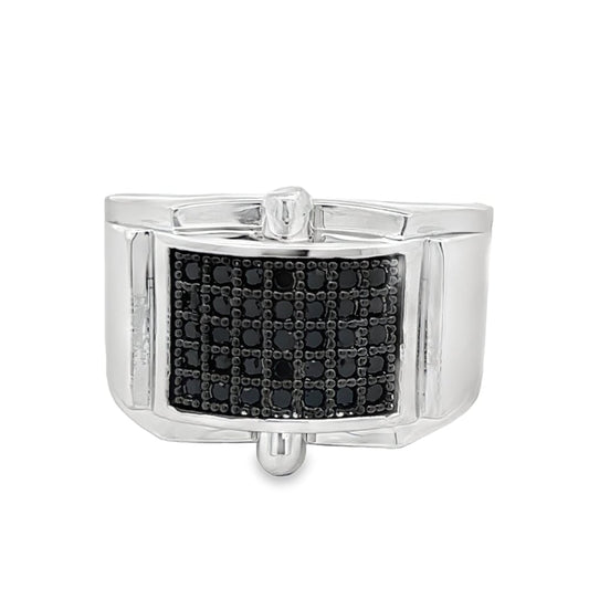 Shiny Black CZ Ring .925 Sterling Silver