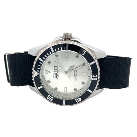 Silver Dial Sports Diver Real Diamond Watch