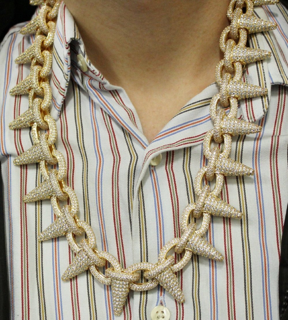 Spiked Rolo Gold CZ Bling Bling Hip Hop Chain