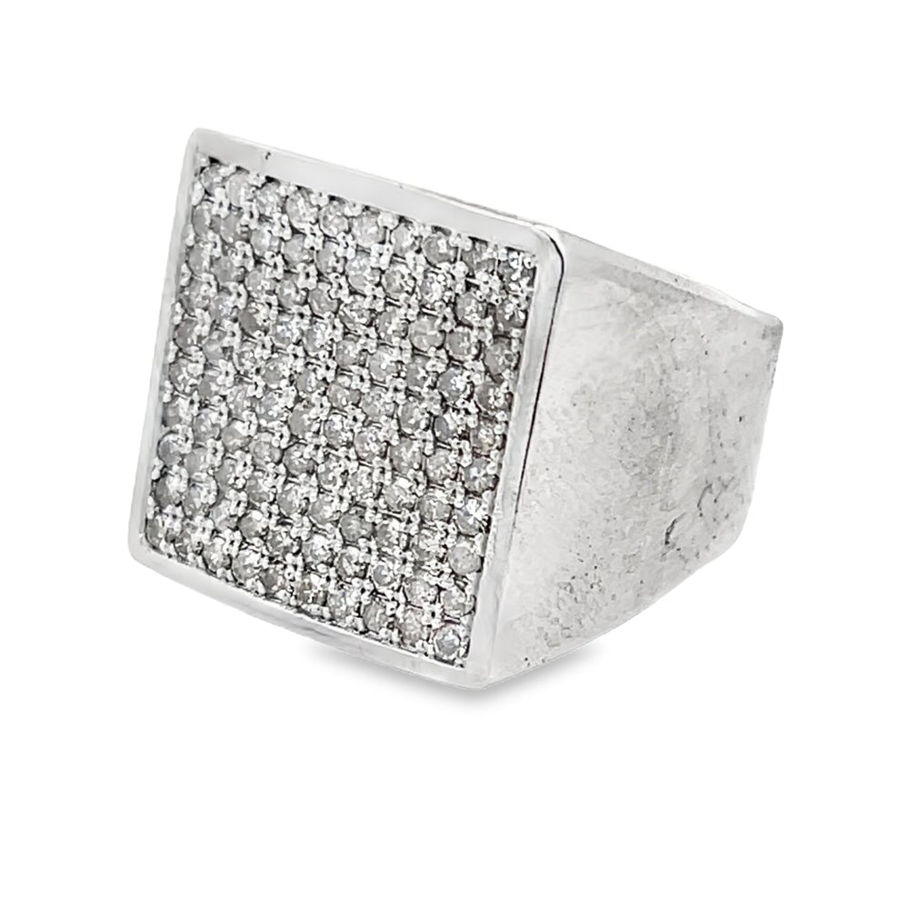 Square Block 1.65cttw Diamond Ring .925 Sterling Silver