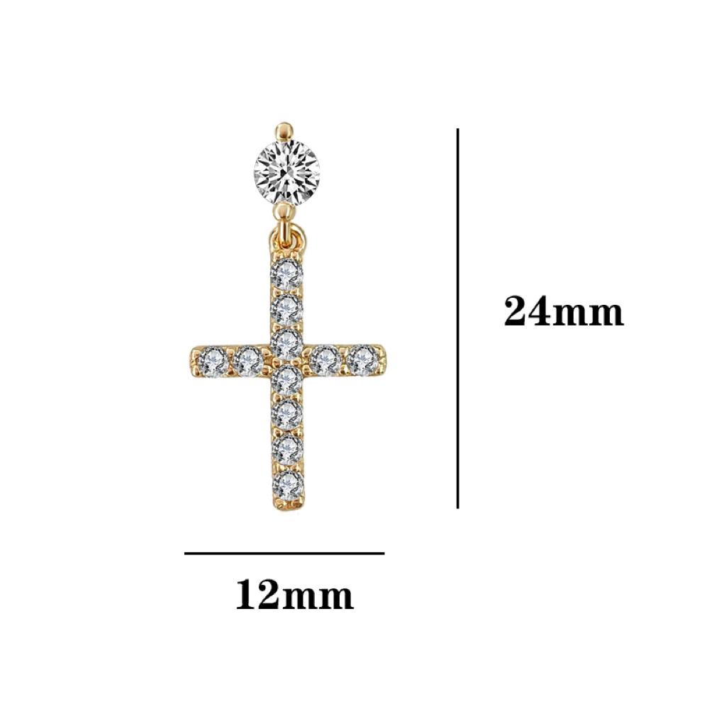 Stud Dangling Tennis Cross CZ Iced Out Earrings .925 Silver