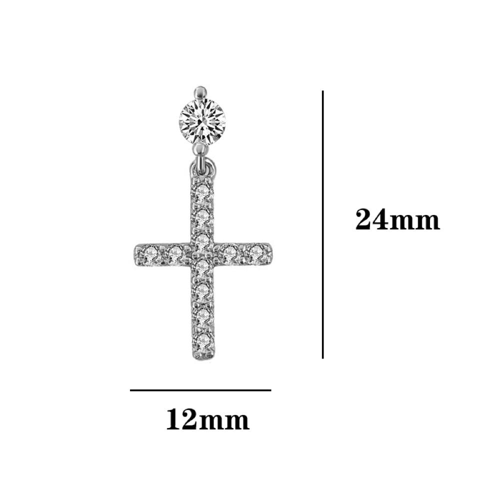 Stud Dangling Tennis Cross CZ Iced Out Earrings .925 Silver