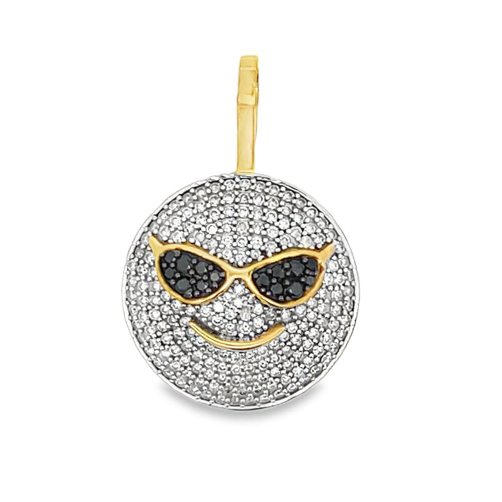 Sunglasses Face Diamond 1.43 Carat Pendant 10K Yellow Gold
