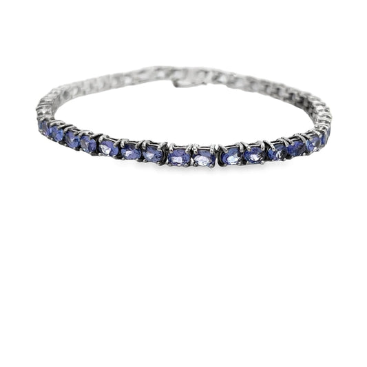 Tanzanite Oval Cut Womens Tennis Bracelet .925 Sterling Silver