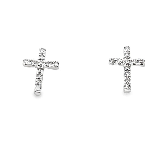 Tennis Cross Diamond Earrings .10cttw 10K Gold